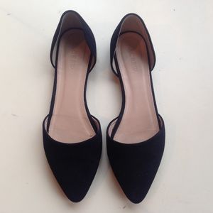 J.Crew Black D'orsay Suede Pointed Flats